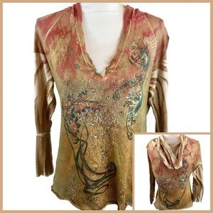 Love Amour Fall Colors Embellished Hoodie Size L